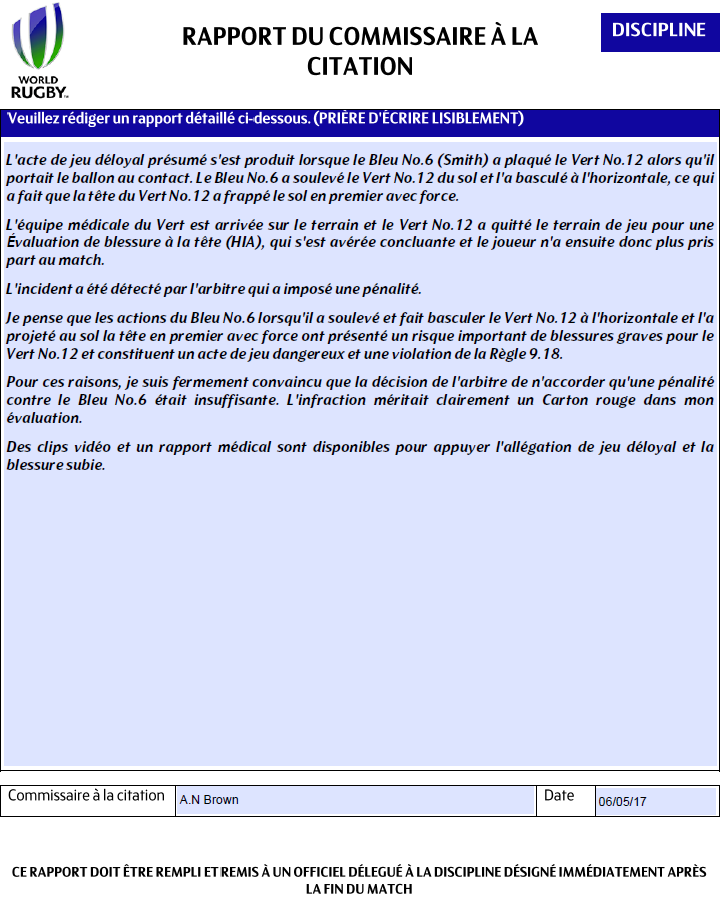 formulaire de rapport de blessure